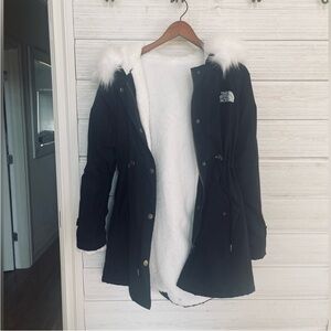 The North Face Women's Black Ski Jacket with White Fur Hood